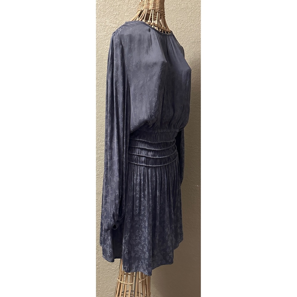 Current Air Los Angeles Smocked Waist Floral Jacquard Dress Grey Womens M - Picture 6 of 16